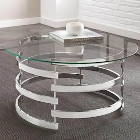 Cocktail Table with Spiral Metal Base